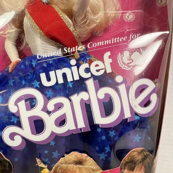 Vintage 1989 Unicef Barbie Doll Special Edition Blonde Blue Eyes NRFB - Picture 4 of 14
